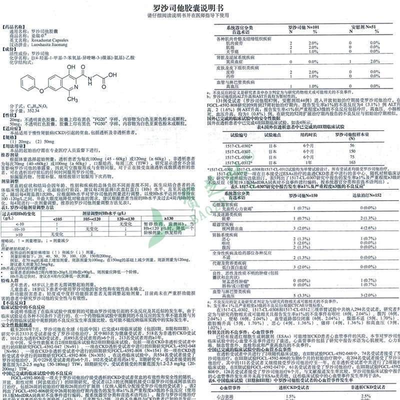 爱瑞卓 罗沙司他胶囊